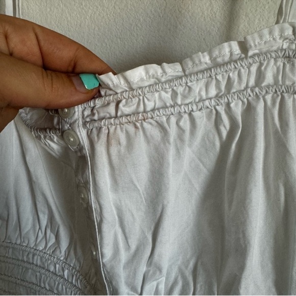 Madewell Smocked Button-Front Top in Poplin Size: M - Picture 10 of 11